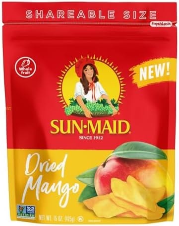 Sun-Maid Dried Mango Slices - 15 oz Resealable Bag - Sweetened with Cane Sugar - Dried Fruit Snack for Lunches, Holiday Snacks, and Charcuterie Boards