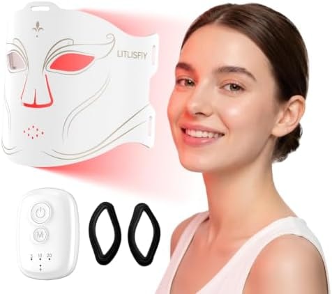 LED Face Mask Light Therapy, Wireless Red Light Therapy Mask, 400 LEDs