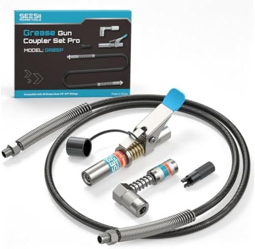 Seesii Grease Gun Accessory Kit Pro with 12000 PSI Quick-Release Coupler
