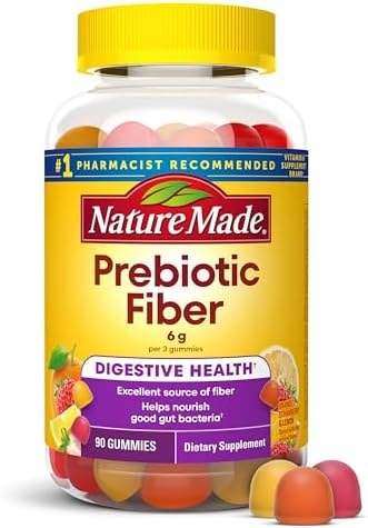 Nature Made Prebiotic Fiber Gummies for Adults and Kids, Fiber Supplement for Digestive System Support, 90 Gummies
