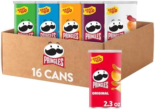 Pringles Potato Crisps Chips, Lunch Snacks, Variety Pack (16 Cans)