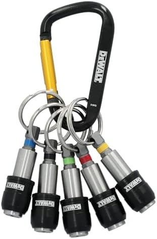 DEWALT Keyring Bit Holder Set 1/4 Inch Hex Bits, Durable Metal Bit Holder Key Chain (DWAFHLDKC5)