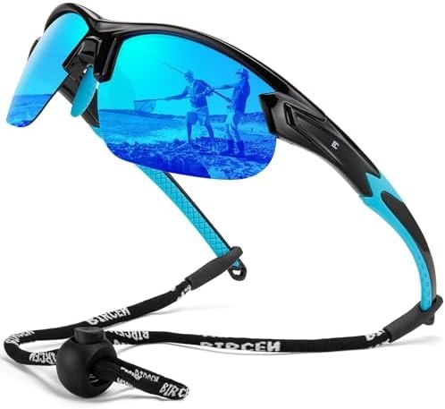 BIRCEN Mens Polarized Sunglasses for Sports: TR90 Lightweight Sun Glasses Wrap Around Shades for Fishing Driving Cycling