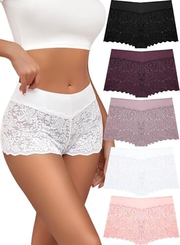 ALL OF SHE Lace Boyshort Sexy Underwear Womens Panties Plus Size Lingerie