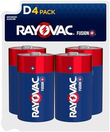 Rayovac Fusion D Batteries (4 Pack), Alkaline D Cell Batteries