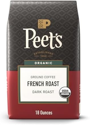 Peet's Coffee Ground Coffee Dark Roast, Organic French Roast, 18 Ounces