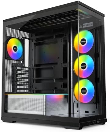 MONTECH TG3 ATX Mid Tower PC Case, Pre-Installed ARGB Unibody Fans, ARGB Strip, Tempered Glass Gaming Case with Showcase Platform, High Airflow Design, Supports RTX 5090 GPUs, Black (Black)
