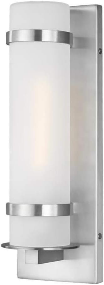 Generation Lighting 8518301-04 Generation 8518301-04 Transitional One Light Outdoor Wall Lantern from Seagull Alban Collection in Pewter, Nickel, Silver Finish, Small, Satin Aluminum