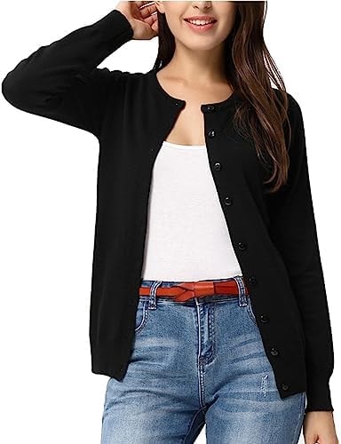 GRACE KARIN Cardigan Sweaters for Women Lightweight Fall Outfits, Black