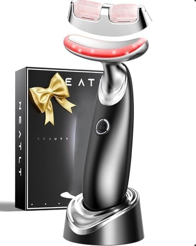 Red Light for Face and Neck, 7-in-1 Face Massager Tool with Jade Roller, 3-Color Portable Facial Massager for Skin Care