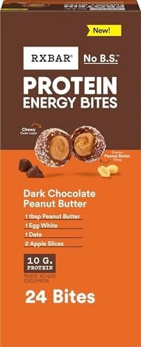 RXBAR Protein Energy Bites, 8g Protein, Gluten Free Energy Snacks, Protein Snacks, Dark Chocolate Peanut Butter, 21.1oz Box (24 Bites)