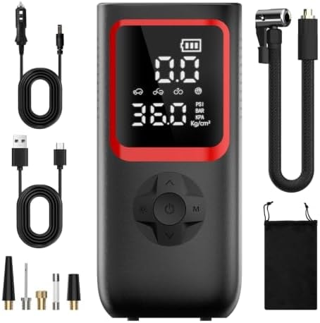 KOLTGOO 150PSI Tire Inflator, 4X Faster Portable Air Compressor with Pressure Gauge & LED Light for Car Motorcycle Bike, Best Gifts for Father Dad Husband Men