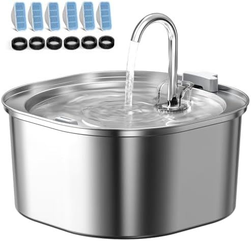 PEKTACO Cat Water Fountain, 3.2L Pet Drinking Fountain with 6 Filters