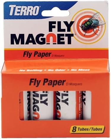 TERRO T518 Fly Magnet Indoor Housefly, 8 Count Pack, Sticky Fly Trap Indoor Hanging