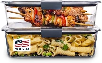 Rubbermaid Brilliance BPA-Free Food Storage Containers with Lids, Airtight Clear Set of 2 (9.6 Cup), Ideal for Lunch, Meal Prep, and Leftovers