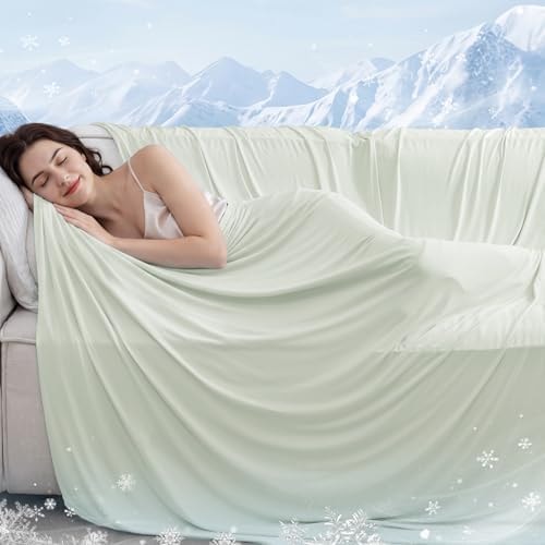 David's Home Double-Sided Cooling Blanket for Hot Sleeper Sky Green King