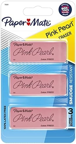 Paper Mate Pink Pearl Erasers, Large, 3 Count