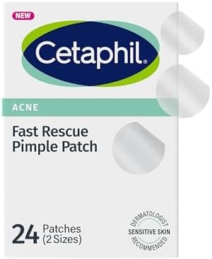 Cetaphil Acne Patches, Pimple Patches for Sensitive Skin, Formulated with Salicylic Acid, CICA, and Heartleaf Extract for Emerging Pimples, Visible Results in 6 Hours, 24 Count