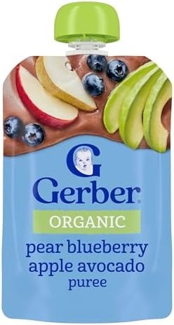 Gerber Stage 2 Organic Pear Blueberry Apple Avocado, 12 Pack