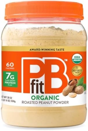PBfit 30 Ounce Organic Peanut Butter Powder, Powdered Peanut Spread from Real Roasted Pressed Peanuts, 7g of Protein 7% DV, Gluten-Free, 60 calories, 87% less fat (Pack of 1)