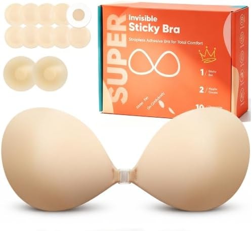 SeraOne Strapless Sticky Bra for Women, Invisible Adhesive Backless Bra