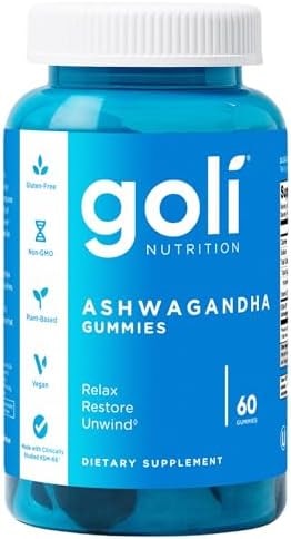 Goli Ashwagandha & Vitamin D Gummy - 60 Count - Mixed Berry, KSM-66, Vegan, Plant Based, Non-GMO, Gluten-Free & Gelatin Free Relax. Restore. Unwind, Pack of 1
