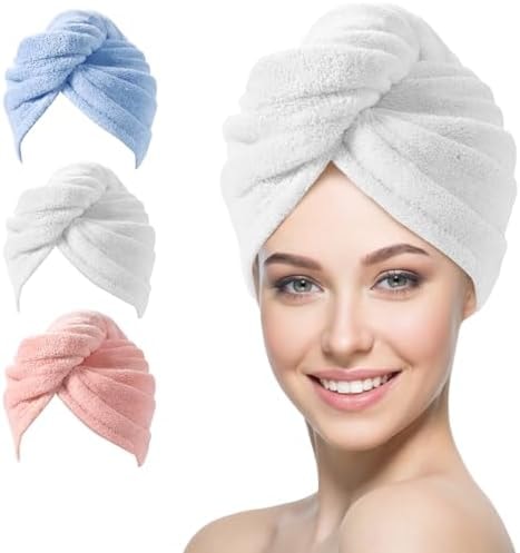 YFONG 3 Pack Microfiber Hair Towels Wrap for Women, Super Absorbent Drying