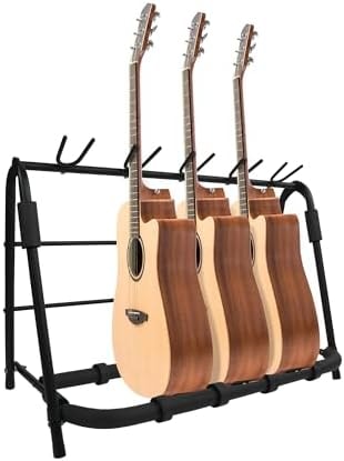 Pearington Multi-Folding Guitar Stand and Rack, Holds 5 Acoustic, Electric, or Bass Guitars, Portable, Padded, Foldable Display and Storage Solution for Studio or Stage