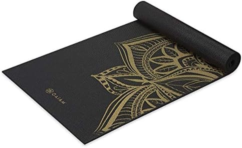 Gaiam Premium Yoga Mat, 6mm Thick Print Mat (Metallic Bronze Medallion)