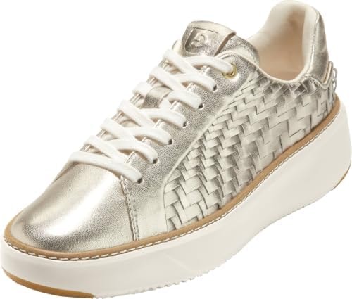 Cole Haan Women's Grandpro Topspin Sneaker, Soft Gold Genevieve Weave Leather/Ivory, 6.5