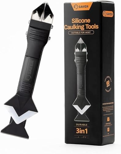 Saker Silicone Caulking Tool 3-in-1 Grout Removal Tool Classic Black