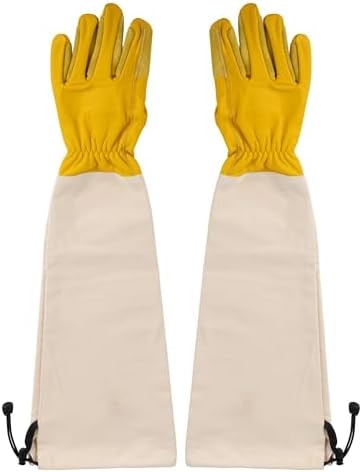 Kings County Tools Long Garden Gloves for Men and Women - Breathable Canvas and Thorn Proof Leather Gardening Gloves with Arm Guard Gauntlet for Pruning Planting Rose Cactus or Blackberry (Large)