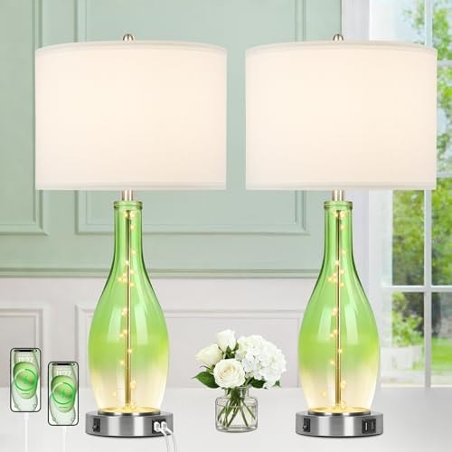 BesLowe 26’’ Tall Glass Table Lamps Set of 2 for Living Room Bedroom