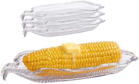 HIC Kitchen Corn Dishes, BPA-Free, Set Of 4, For Serving Corn On The Cob, Hot Dogs, Vegetables, And Holiday Entertaining