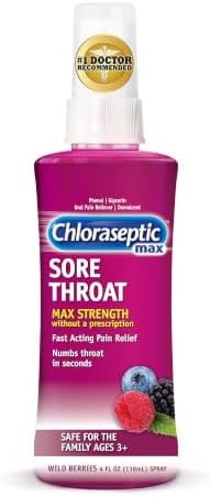 Chloraseptic Max Strength Sore Throat Spray, Sugar-Free Wild Berry, 4 Fl Oz