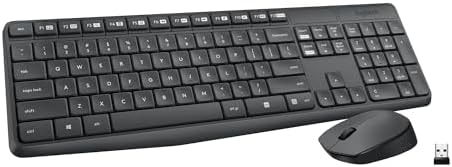 Logitech MK235 Wireless Keyboard and Mouse Combo for Windows, 2.4 GHz Wireless USB Receiver, 15 FN Keys, Long Battery Life, Compatible with PC, Laptop