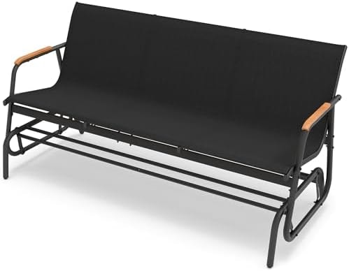 YITAHOME Glider Bench 660Lbs, Breathable Glider Bench for Outdoors, Black