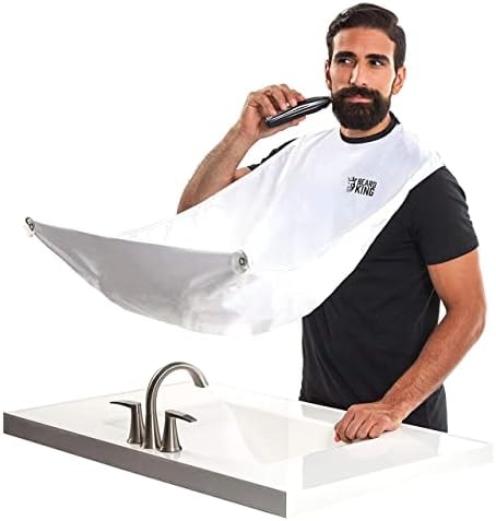 BEARD KING Beard Bib Apron - As Seen on Shark Tank – Gifts for Him, Stocking Stuffers for Men, Mens Gift, White