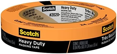 Scotch Heavy Duty Painter's Tape, 0.94 in x 60.1 yd, for Use On Vinyl, Carpet, Metal, & Plastic, Indoor & Outdoor Masking Tape, Bonds Aggressively, 3-Day Clean Removal, 1 Roll (2020+-24AP)