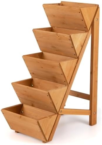 GIANTEX 5-Tier Vertical Raised Garden Bed with Legs, Planter Stand, Orange