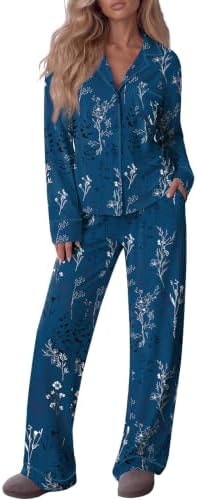 Ekouaer Womens Pajama Set Cotton PJs Long Sleeve Top & Pant Soft Loungewear