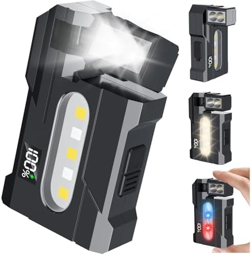 HJKLIUT G5 EDC Flashlight 400 Lumens – Super Bright Rechargeable Mini Light with 180° Rotatable Magnet, 3 Modes Dual Light, IP68 Waterproof, Portable Pocket Light for Outdoor Emergency (Black)