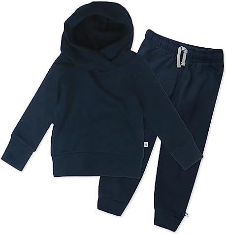 HonestBaby Light Weight Hoodie & Sweatpant Set 100% Organic Cotton for Toddler, Baby Boys, Girls, Dark Navy (2-pack), 0-3 Months