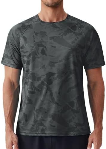 PINSPARK Men's Rash Guard Swim Shirt UPF 50+ Sun Protection Quick Dry Cooling Fishing T-Shirt Athletic Performance Top Black
