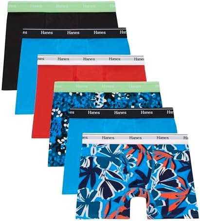 Hanes Boys' Originals Boxer Briefs, Stretch Cotton Underwear, Assorted, 6-pack