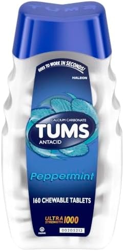 TUMS Ultra Strength Chewable Antacid Tablets for Heartburn Relief, Peppermint - 160 Count