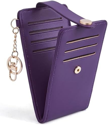POIUGOYA Slim Wallet for Women,RFID Blocking Bifold Credit Card Holder with Zipper Coin Pocket,ID Window,Keychain