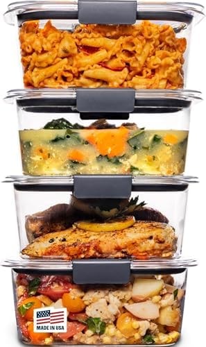 Rubbermaid Brilliance BPA Free Airtight Food Storage Containers with Lids, Set of 4 (4.7 Cup) Ideal for Lunch, Meal Prep, and Leftovers