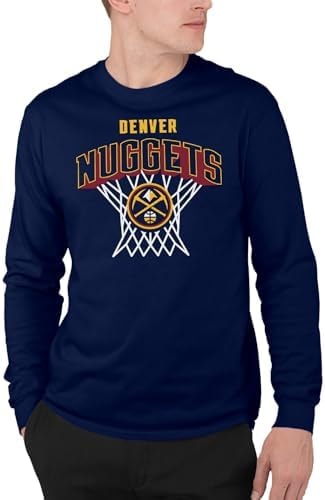 Junk Food NBA - Denver Nuggets Nothing But Net Adult LS T-Shirt Navy