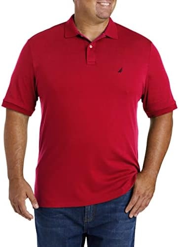 Nautica Mens Classic Fit Short Sleeve Dual Tipped Collar Polo Shirt, Nautica Red, Medium US